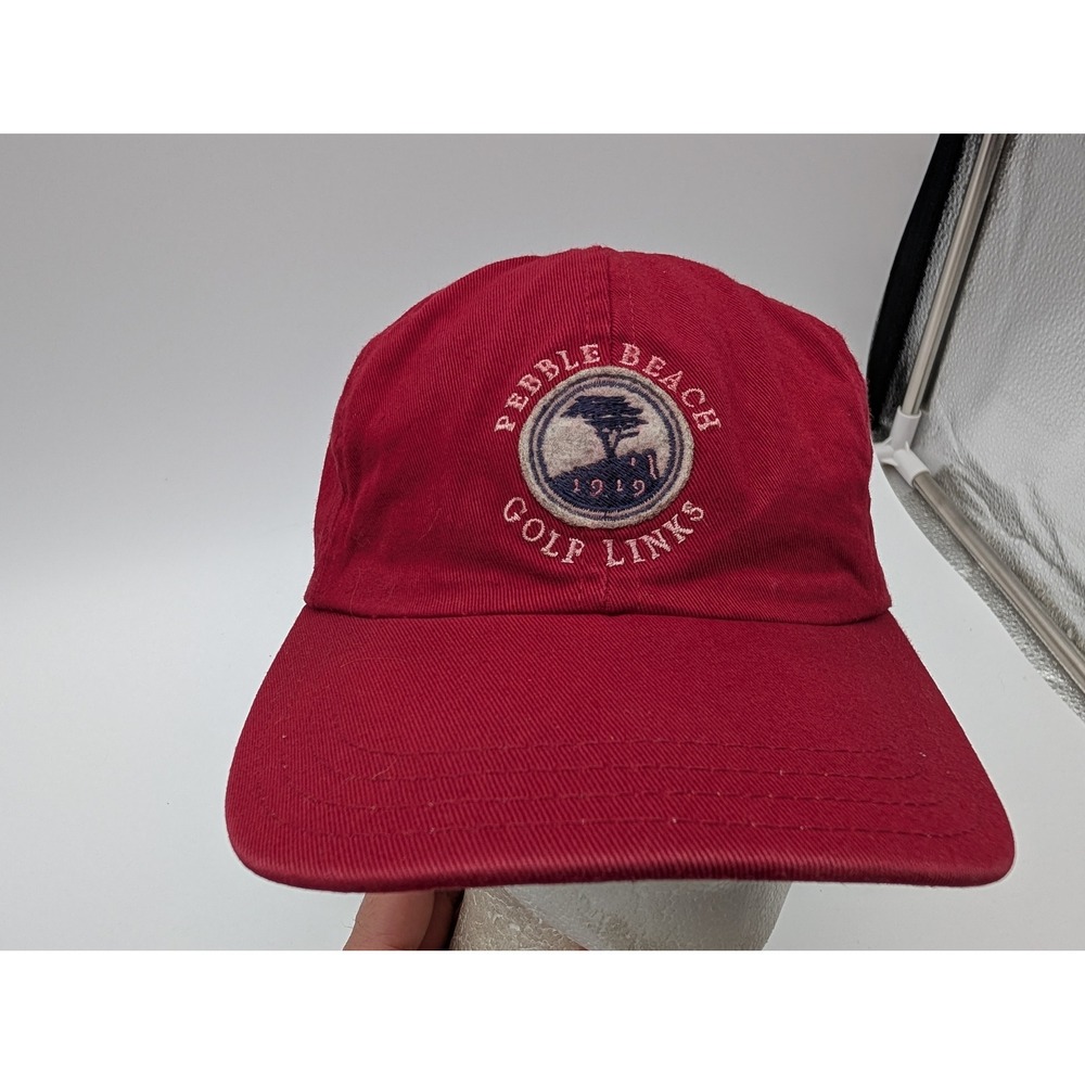 Pebble Beach Golf Links Classic Red Cotton Adjustable Baseball Hat Made in USA
